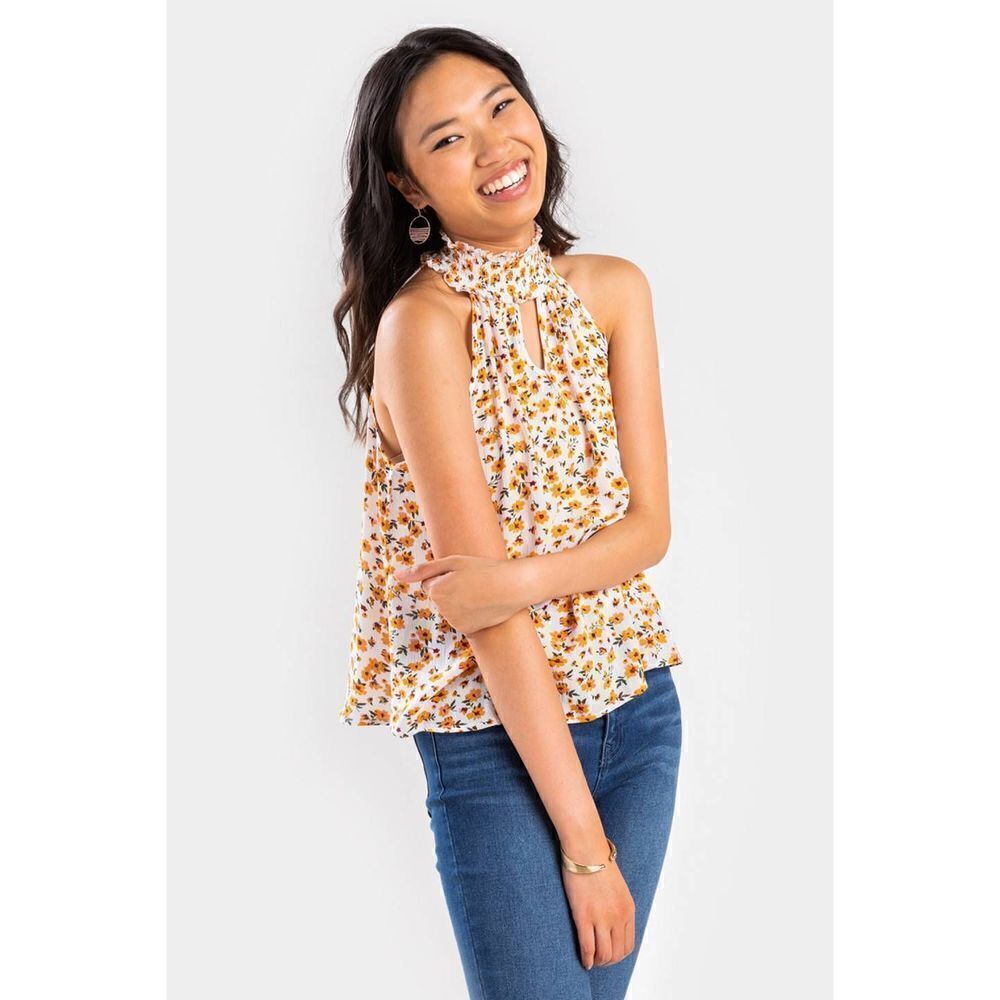 Francesca's Brinn Floral Keyhole Tank Top NWT
